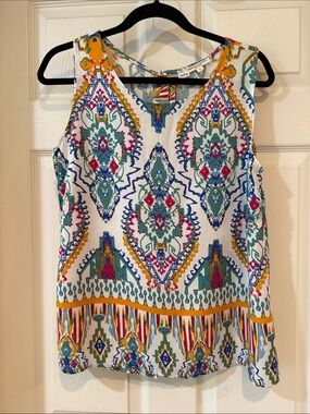 Christian Siriano Multicolor Mosaic Print Sleeveless Top sz Medium